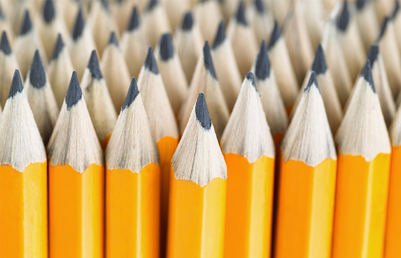 An image of group of yellow pencils