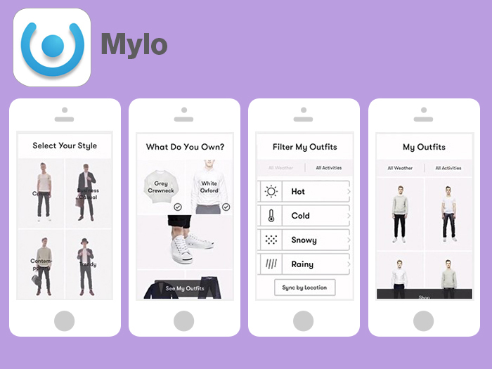 screen shots and app logo of Mylo app
