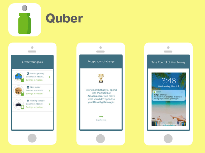 screen shots and app logo of Quber app