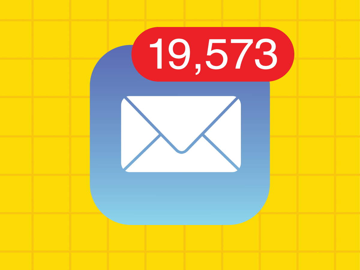Email icon with nineteen thousand unread emails