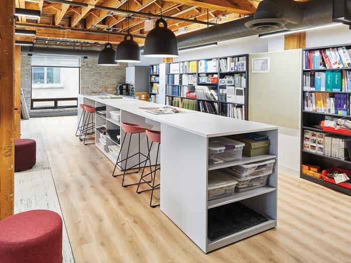 The library and 'maker space' at Number Ten Architectural Group's office