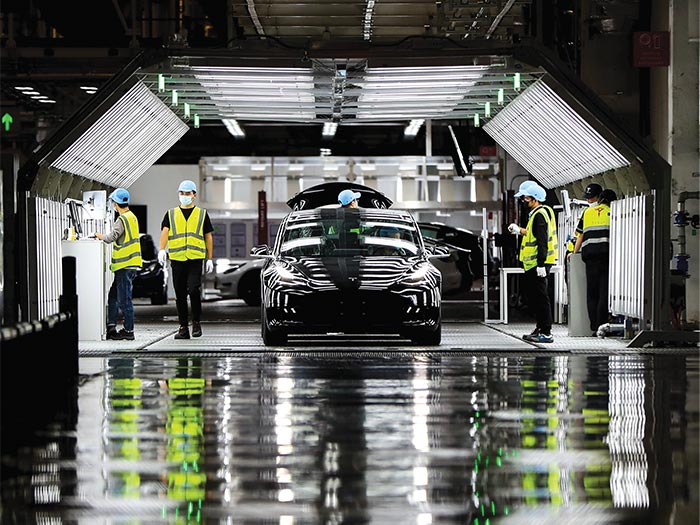 Tesla car in factory