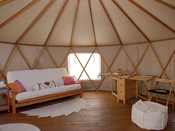 Furnished yurt interior