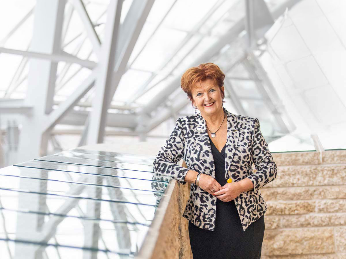 Susanne Robertson shown at the Canadian Museum of Human Rights in Winnipeg