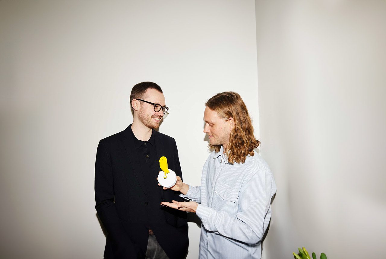 Canairi co-founders Hans Høite Augustenborg and Andreas Kofoed Sørensen hold their device