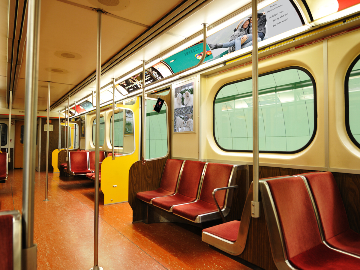Train interior on subway. Taken on Toronto train.