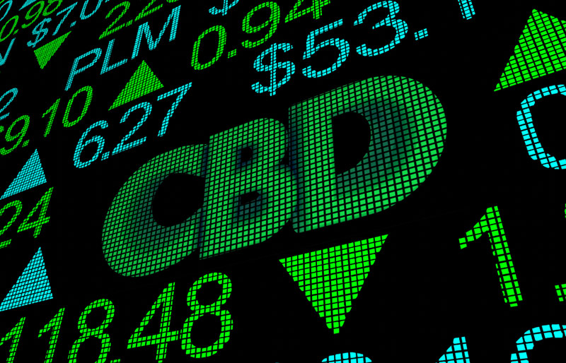 Stock Market screen with CBD ticker symbol