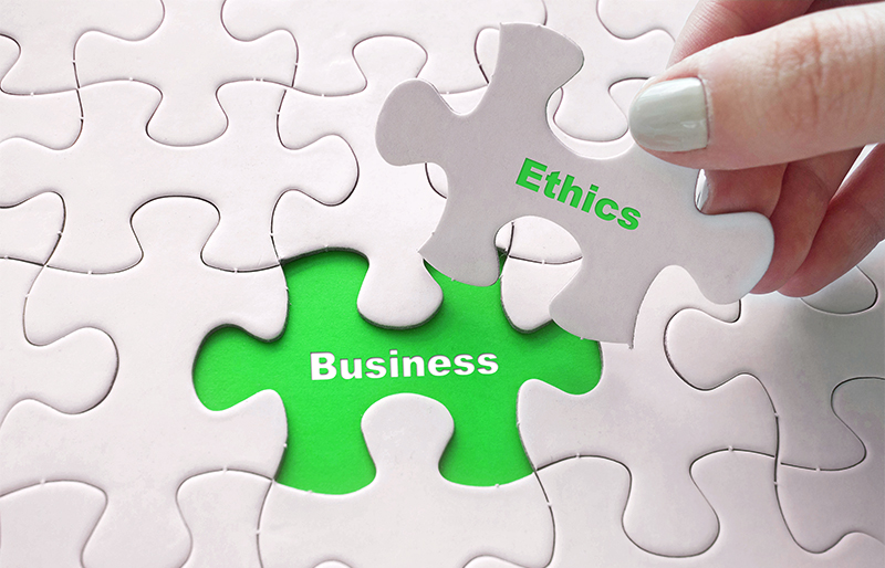 Puzzle showing business and ethics