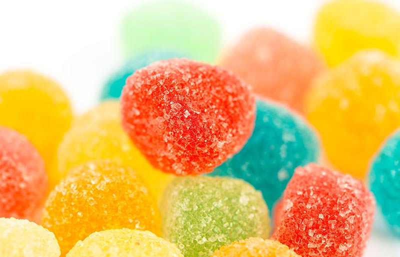 rainbow assortment of coloured gum drops