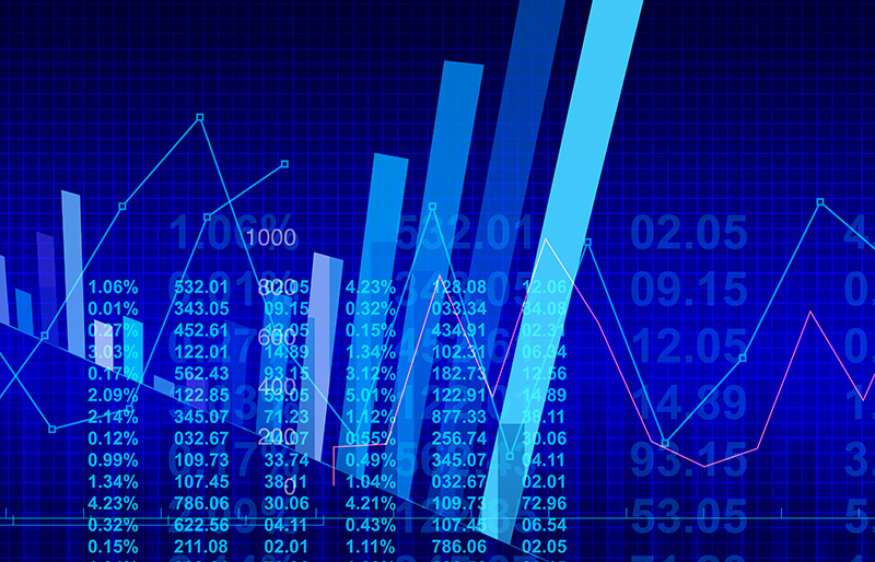 Abstract financial graphs illustration in blue