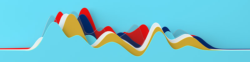 Montage graphique bleu de courbes superposées qui représentent la préparation de données