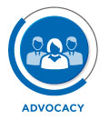 Advocacy icon. Group of three people
