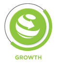 Growth icon. Globe with continuous arrow.
