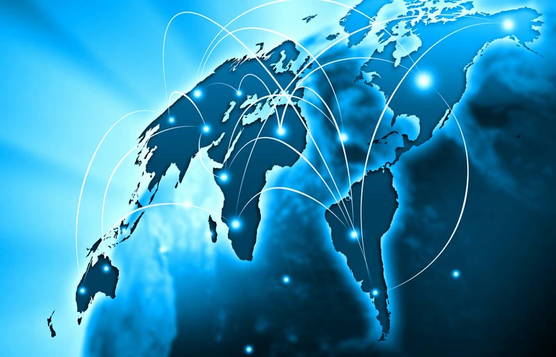Image d’un bleu vif représentant la planète Terre et le concept de mondialisation.