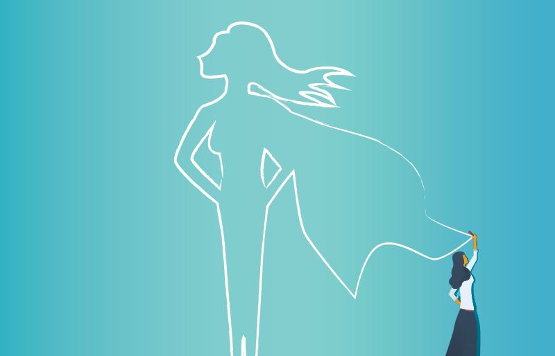 Clipart of artist drawing superhere women outline