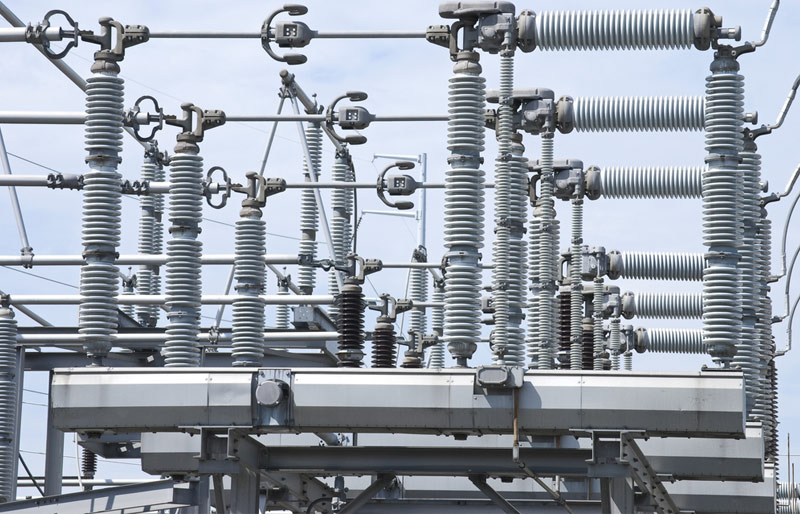 Close up of power line coils