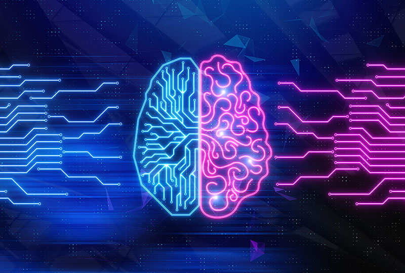 Montage graphique d’un cerveau électronique qui représente l’intelligence artificielle