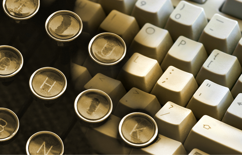 Montage graphique d'un clavier de machine à écrire et d'ordinateur