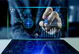 Double exposure of businesswoman hand using digital global connection icons and networking data exchanges with modern technology layer effect and business strategy concept, blurred background.
