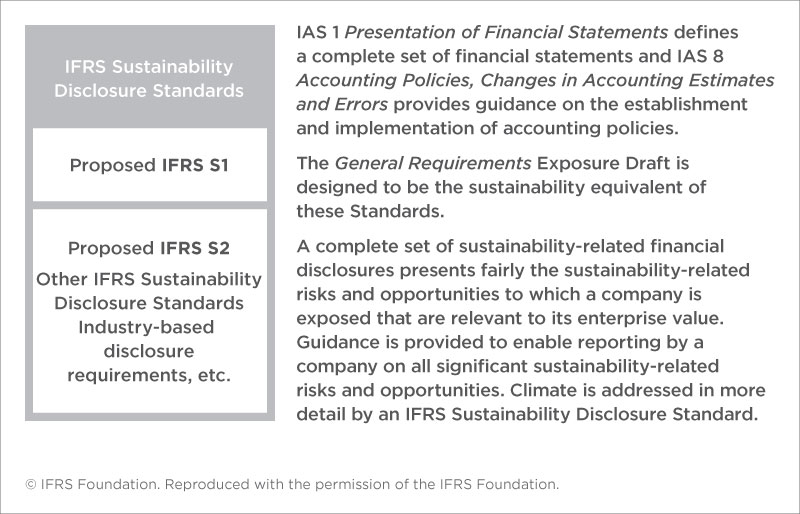 Diagram outlining details of proposed sustainability disclosure standards.