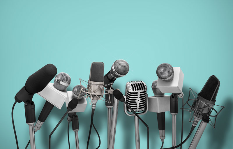 A group of microphones.