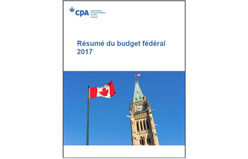 Page de couverture du résumé du budget fédéral 2017 de CPA Canada. 